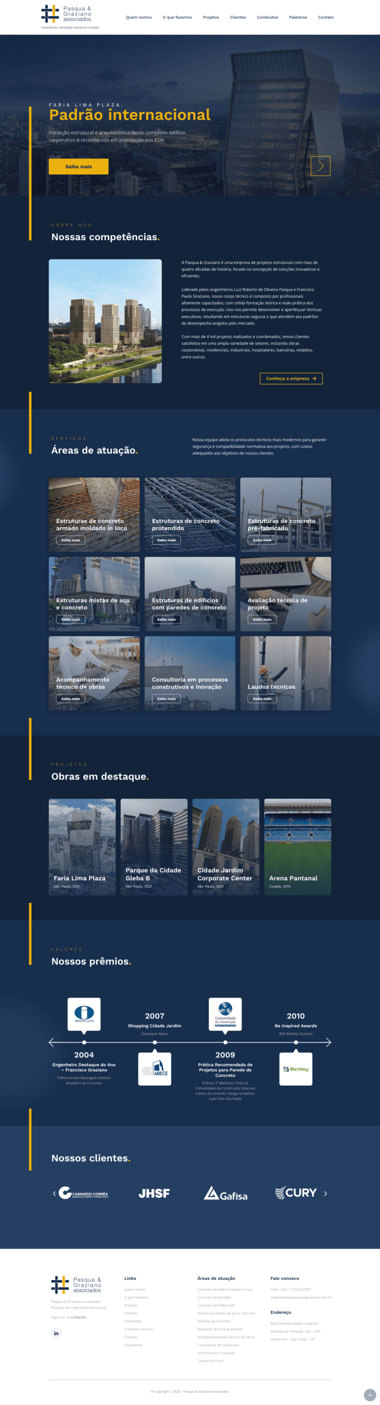 Projeto de site da Pasqua & Graziano