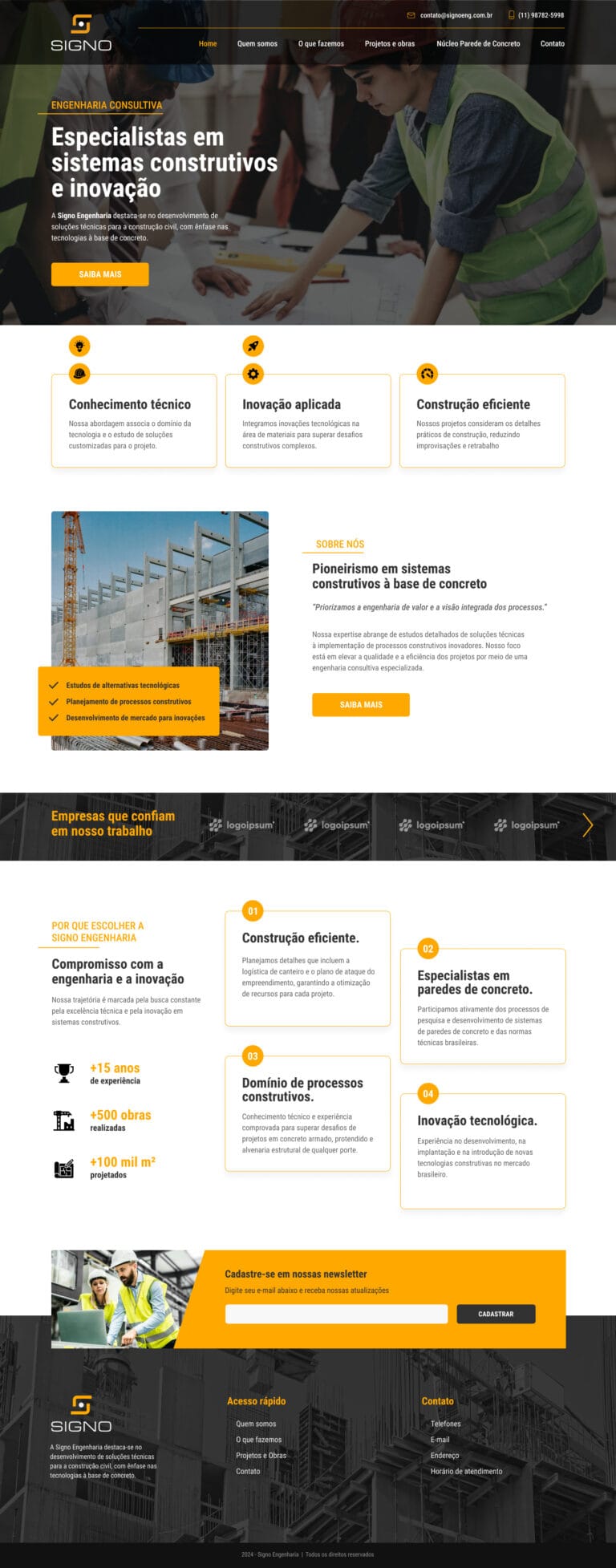 Site institucional da Signo Engenharia desenvolvido pela PRG Design